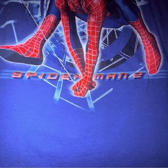 Vintage Spider-Man 2 Movie Shirt 2004 Marvel Blue S Youth XL 18x24 - Picture 7 of 8